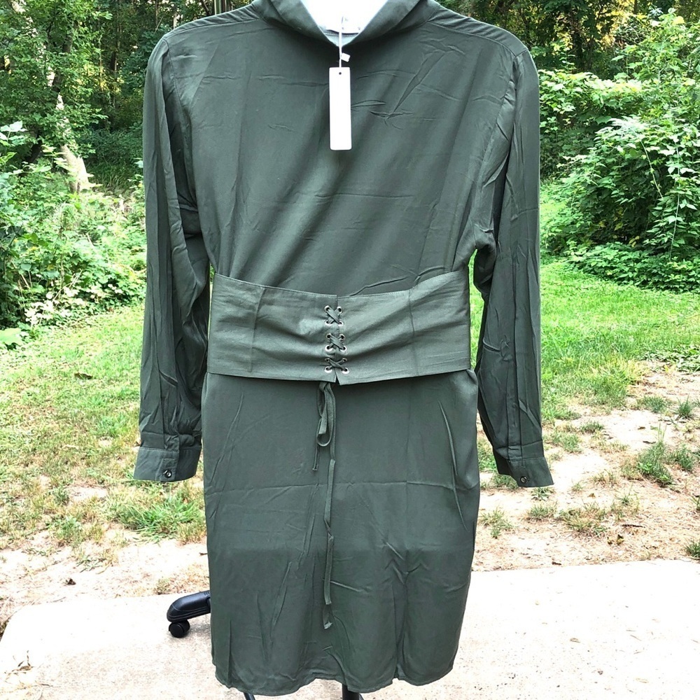 𝅺🍭NWT Verona Couture Olive Corset Belt Shirt - Picture 11 of 13